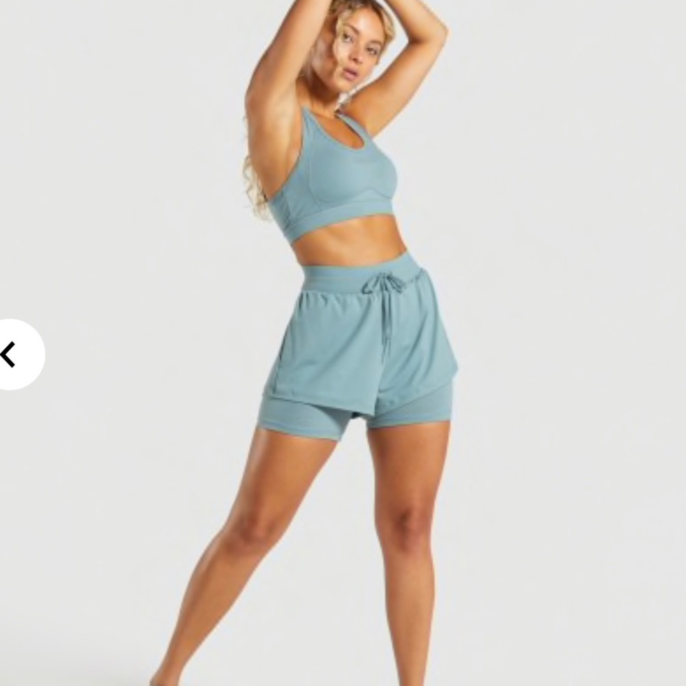 Gymshark lustre 2in 1 turquoise running short - Picture 1 of 8